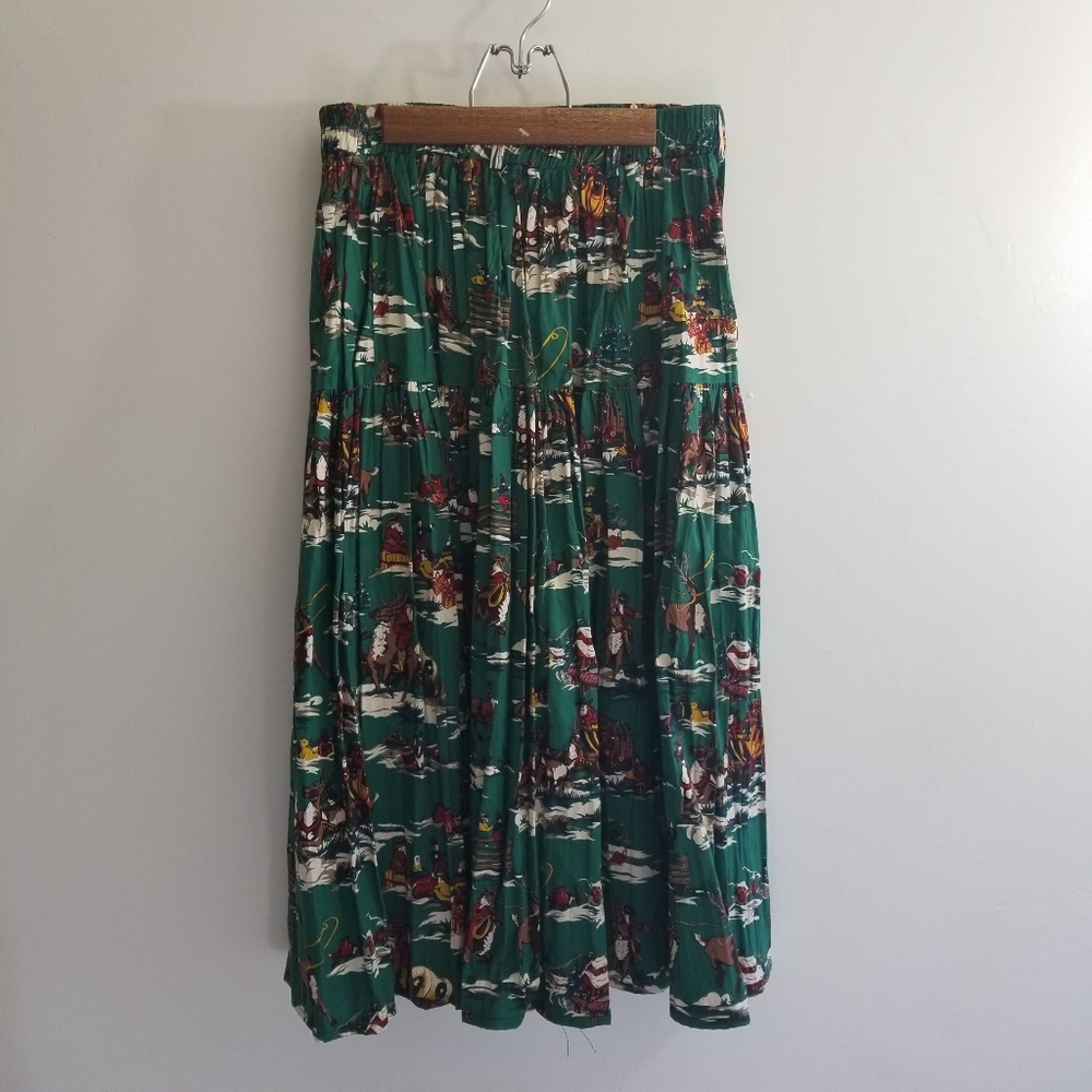 Vintage Christmas Pleated Skirt
